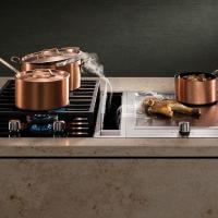 Kochfeld Induktionskochfeld Glaskeramik Edelstahl Dunstabzug Kochfeldabzug Wok Ceran Kochen Küche Premiumküche Designküche Integration Schublade Braten Grillen Schwarz 