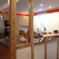 Küche Küchen Kochen Einrichtung Weimar Siemens Bora Blanco Holz Holzoptik Fachwerk Stein Steinoptik Design American Kühlschrank Eiswürfelspender Holzfront