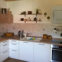 Einbauküche Küche Magnolie Front Arbeitsplatte Nussbaum Holzoptik Natürlich Natur Blanco Siemens Miele Bora Neff Spüle Herd Induktion Backofen Kochfeld U-Form Erfurt Weimar Jena Arnstadt Coburg Ilmenau Gera Gotha Eisenach Abzugshaube Milchglas Metallrahmen Hell Optik Metallgriffe Metall Akzente