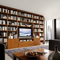 Anspruchsvolle Bibliotheken nach Maß in den verschiedensten Stilrichtungen, allen Maßen und top geplant - Einbauschränke bei Kieppe als moderne Bibliothek mit TV-Teil